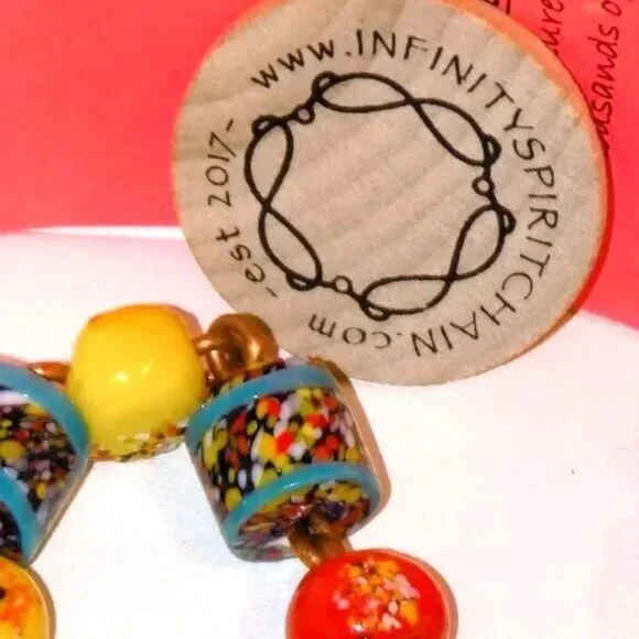 1970's James Ochoa Handmade Glass Beads & Copper Wire Spirit Chain Hanging Decor - Picture 6 of 7